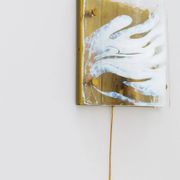 Murano glass wall lamp in white and pale-blue on brass backplate - J.T. Kalmar, 1960s
