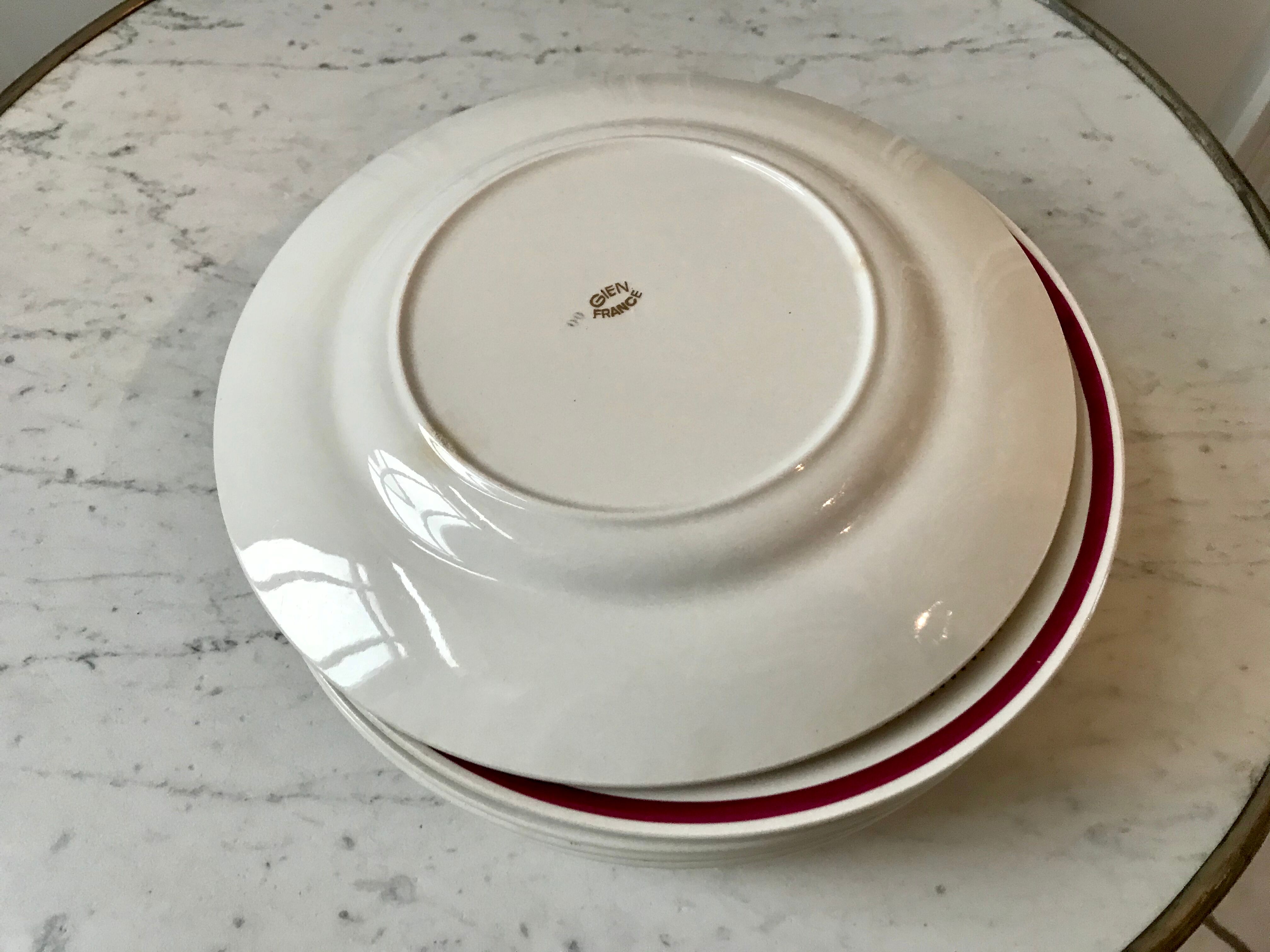Set of 8 flat plates Gien 50s