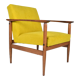 Vintage armchair yellow fabric, teak wood, 1960s