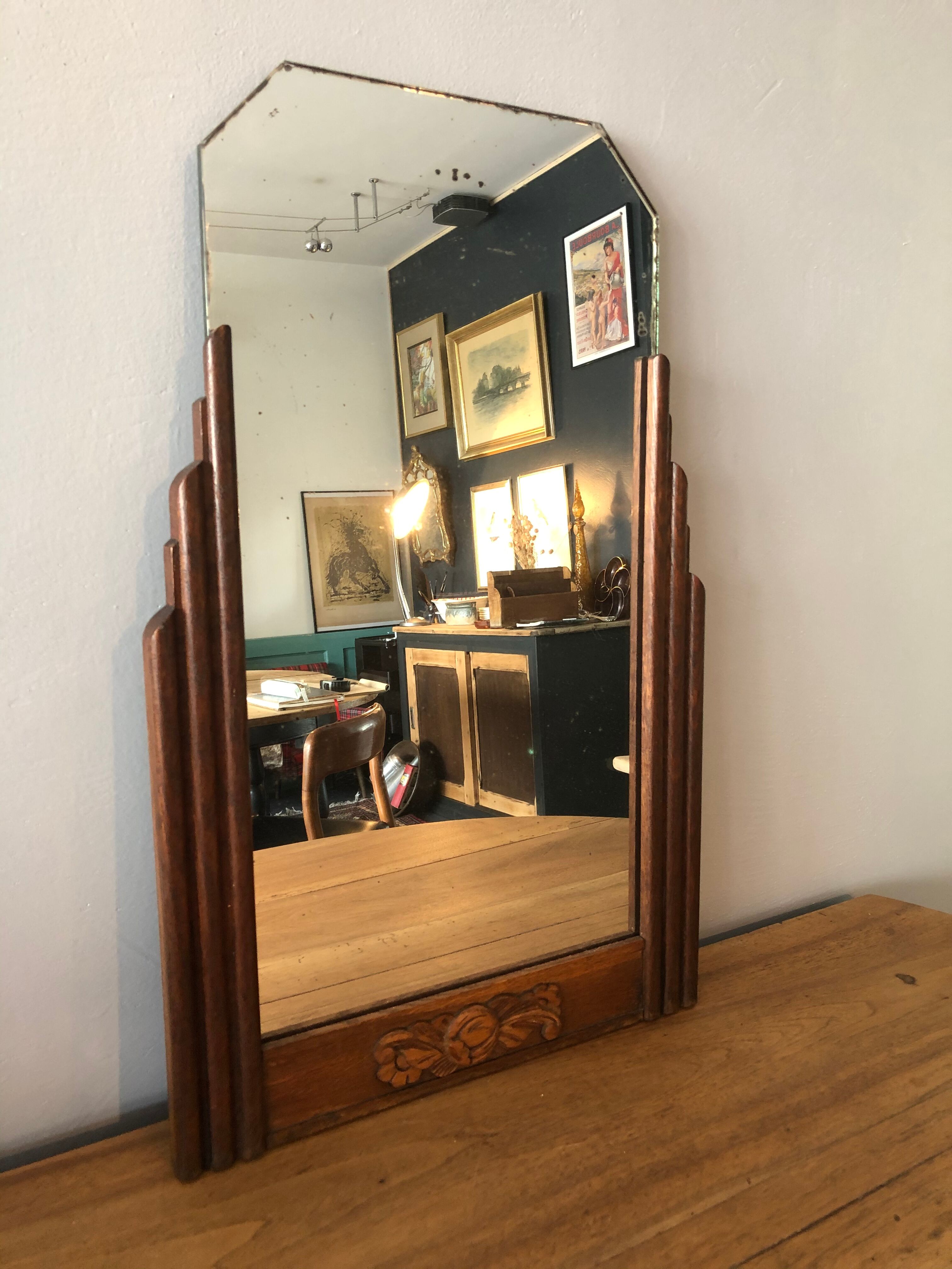 Art Deco mirror to be installed or suspended  42x67cm