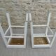 Paire de tabourets en bois patine blanche d'origine