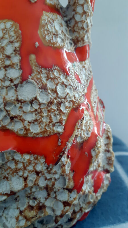 Large vase orange jug "fat lava" signed Vallauris.