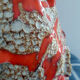 Large vase orange jug "fat lava" signed Vallauris.
