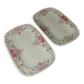 2 antique Longchamp dishes with daisies in polychrome ironstone.