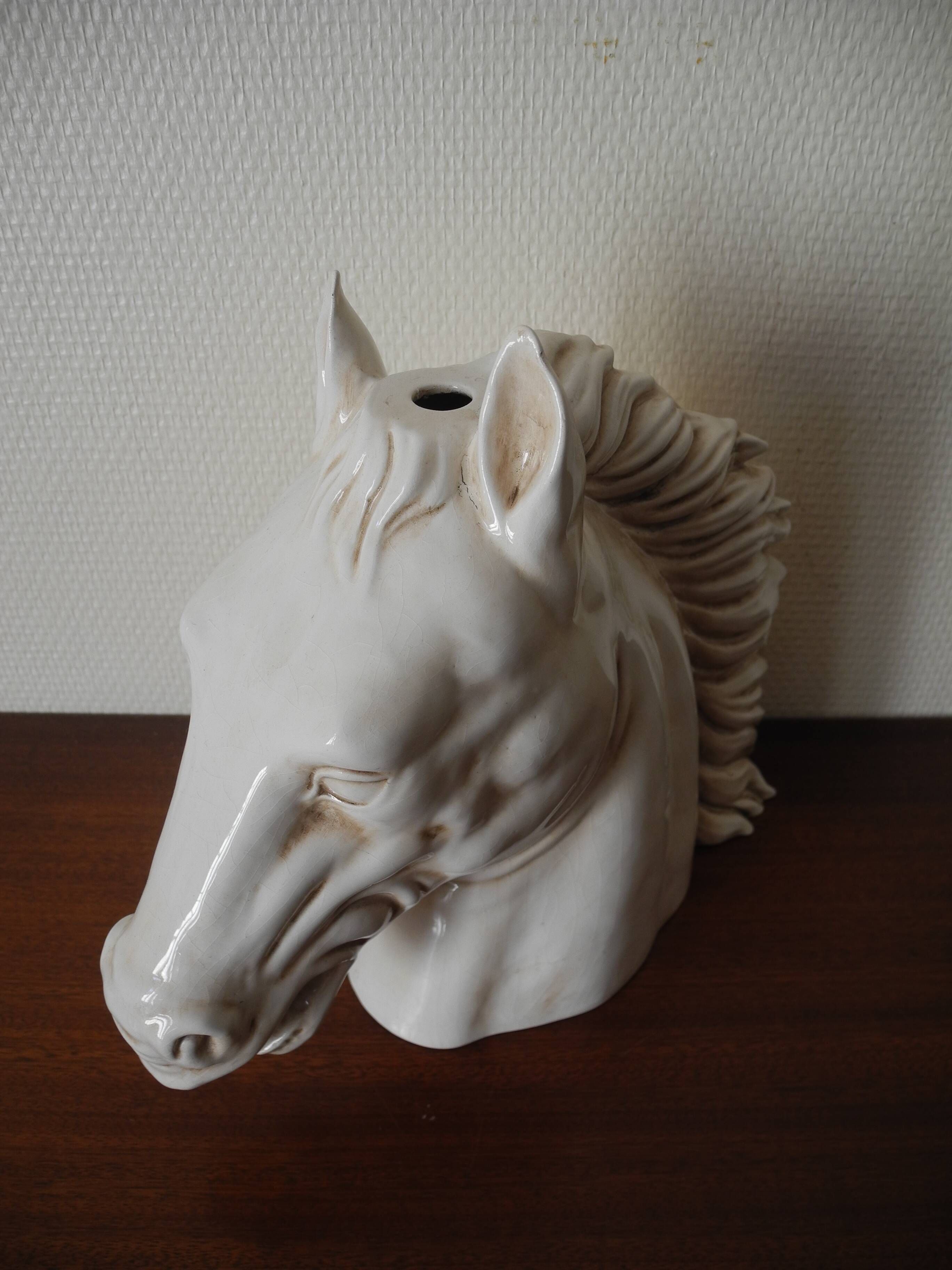 Ceramic horse head lamp base vintage horse lamp base design 70s