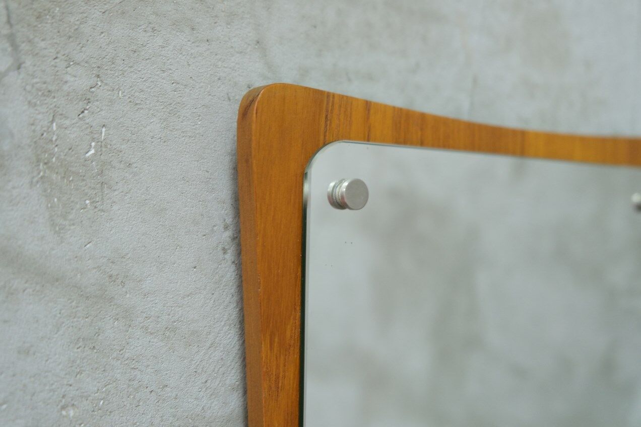 Scandinavian Minimalist Teak Mirror 1960s 36x30cm