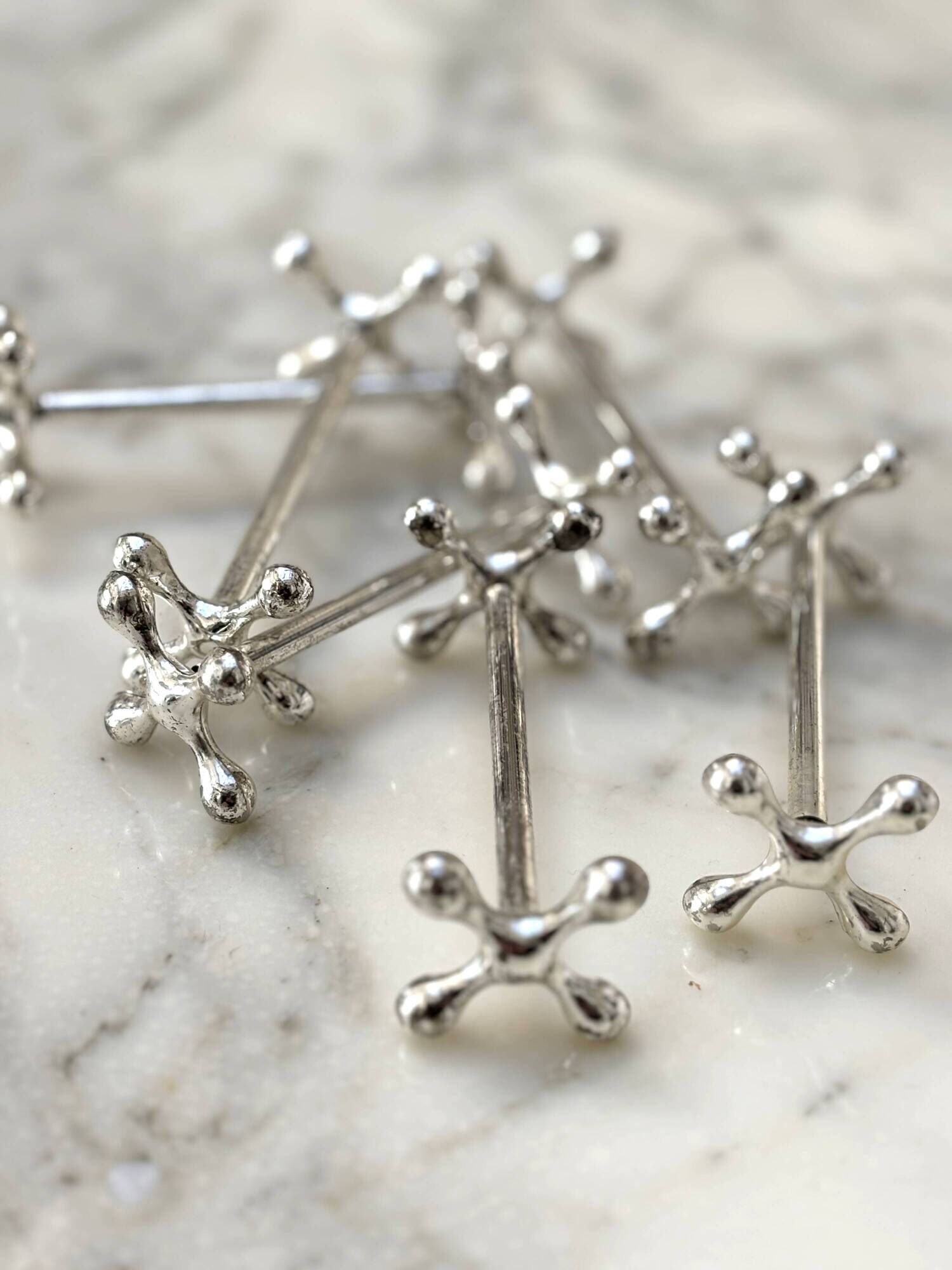 Set of 6 silver metal knife rests in the Letang Remy style