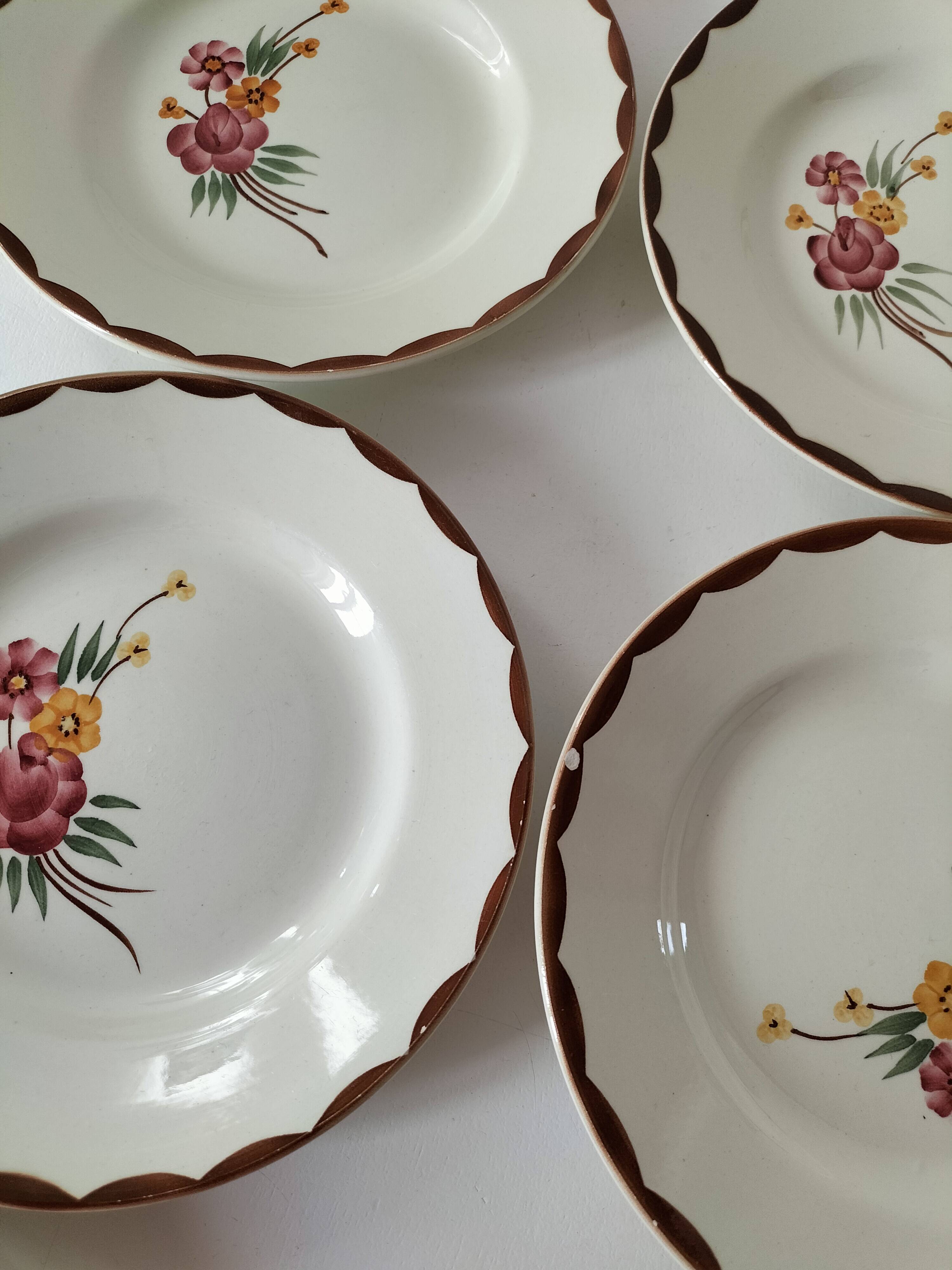 6 dessert plates HBCM Montereau model Huguette