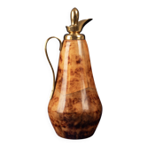 Thermos en laiton et parchemin couleur tabac Macabo, Cusano Milanino, Italie 1950