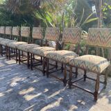 8 dining chairs in solid wood and tapestry