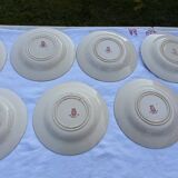 7 assiettes creuses  Gien modèle Chardons rouge diam 23,5 cm fin XIX ème