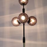 Lampadaire en laiton et verre des années 1980, restauré