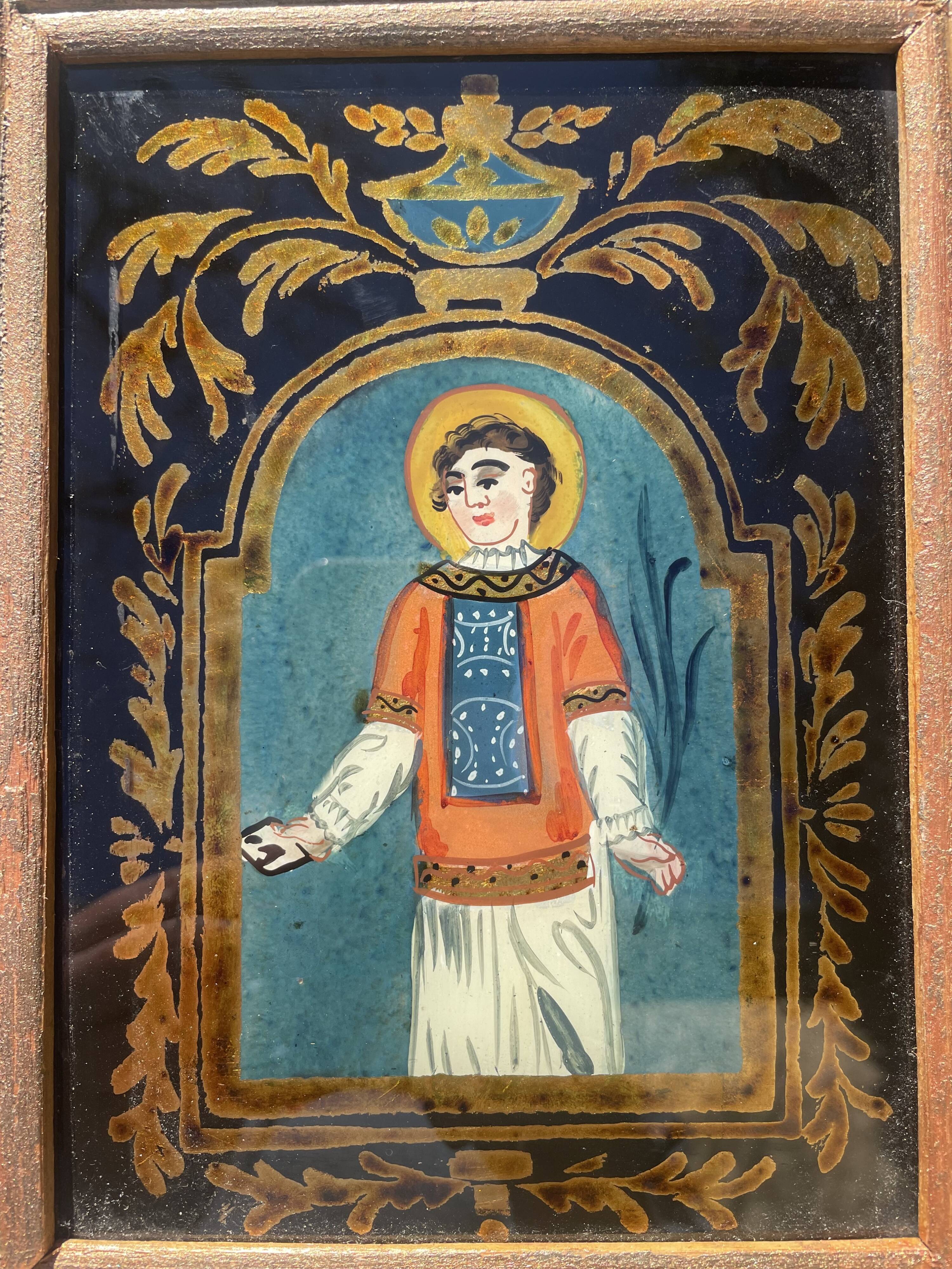 Painting fixed under glass, 19th century