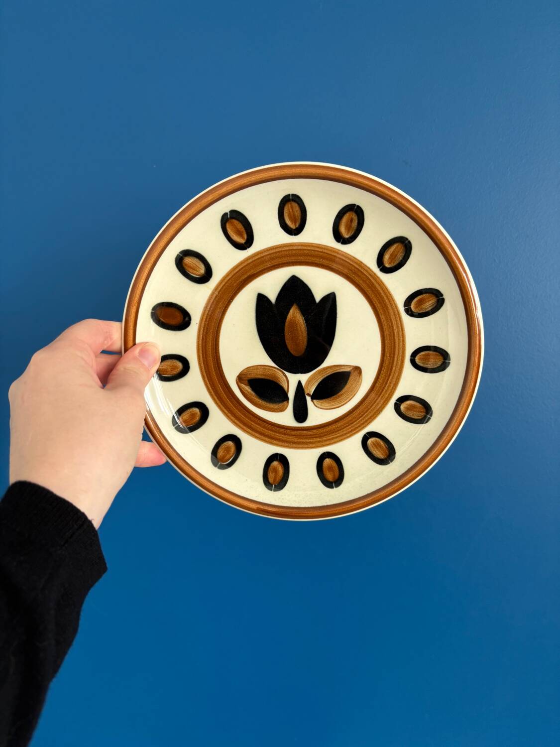 Set of 6 vintage Boch La Louviere dessert plates, 1970s, Kimono model -