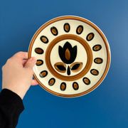Set of 6 vintage Boch La Louviere dessert plates, 1970s, Kimono model -