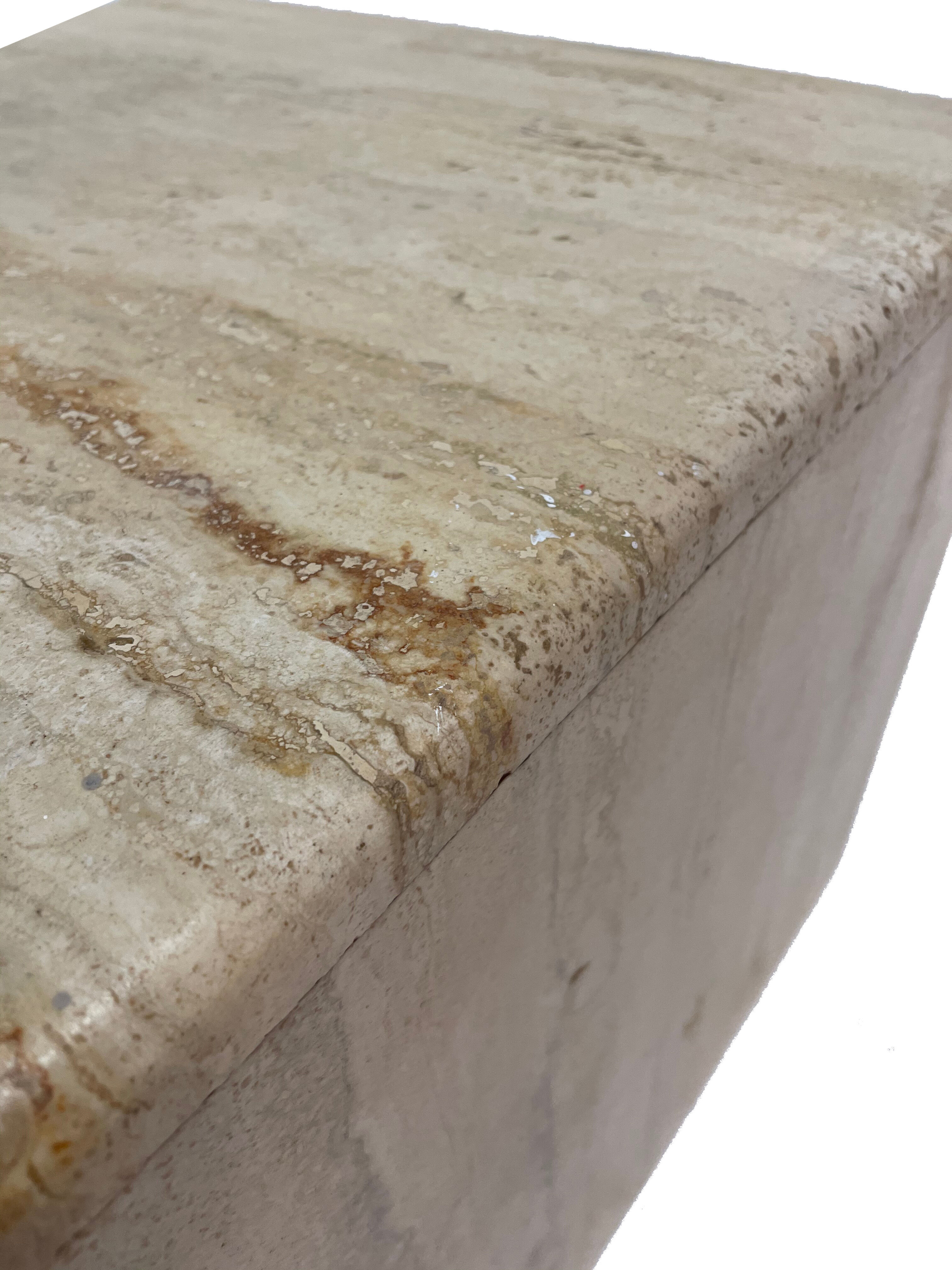 Italian travertine pull out tables, 1970