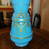 Golden blue opaline vase