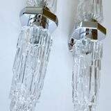 Pair of large vintage chrome glass wall lights