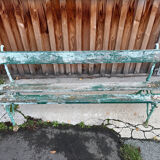 Old wooden and cast iron garden bench 2 m long – original patina