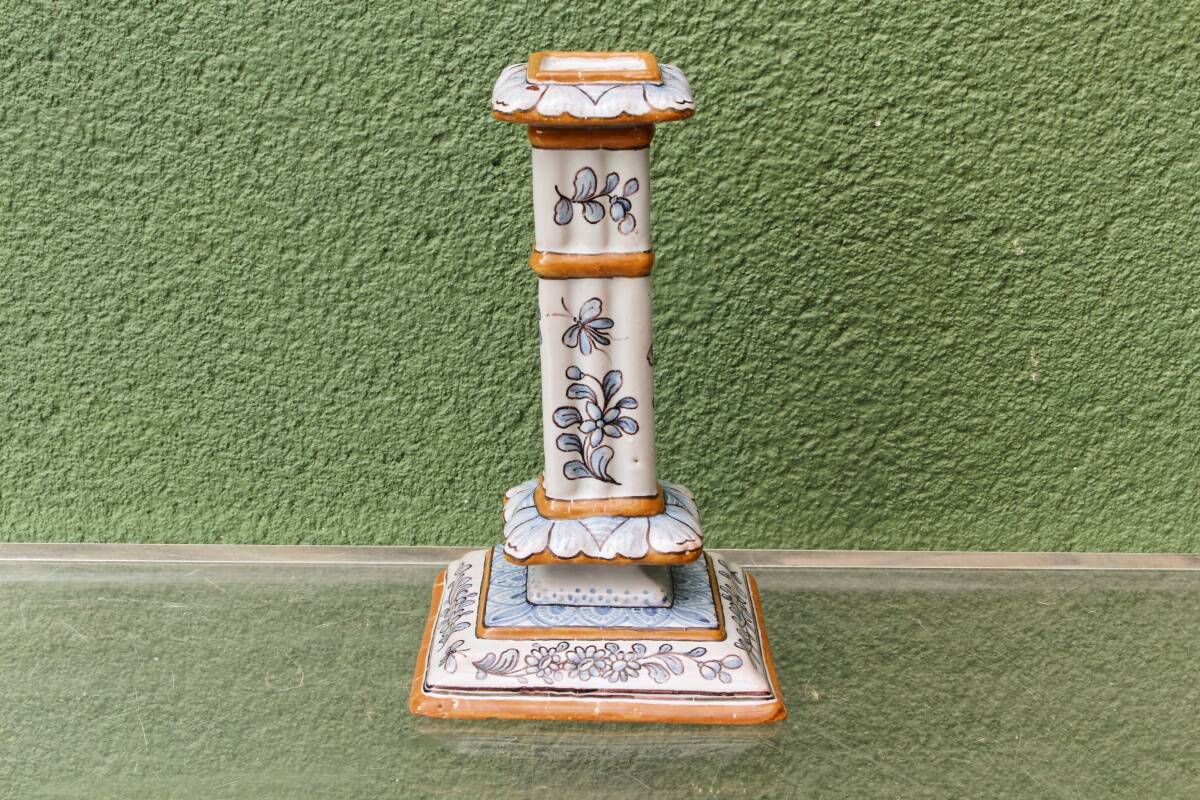 Montagnon candlestick, in Nevers earthenware.