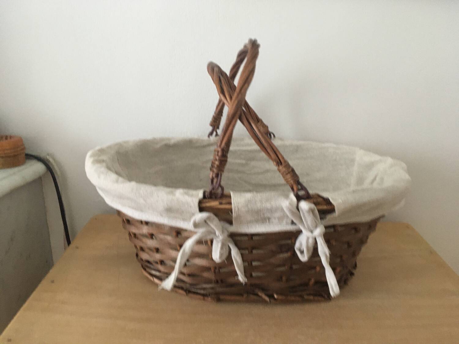 Basket with vintage handles.