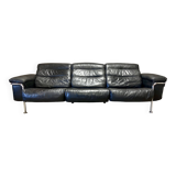 3-seater leather and chrome sofa design 1960.
