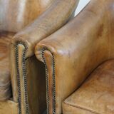 Set of 2 Sheepskin Leather Club Chairs by Nico van Oorschot