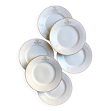 6 assiettes à dessert en porcelaine de Paris monogrammées
