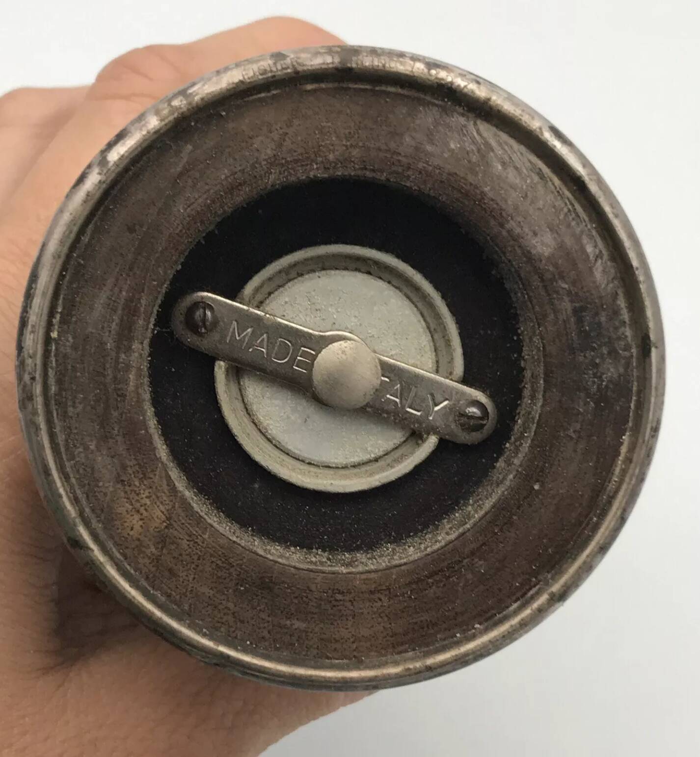 Vintage pepper mill in wood and silver, fisher silversmith 1937, italy