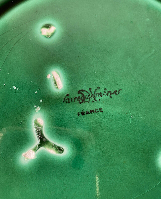 Set of 6 flat plates green fish
