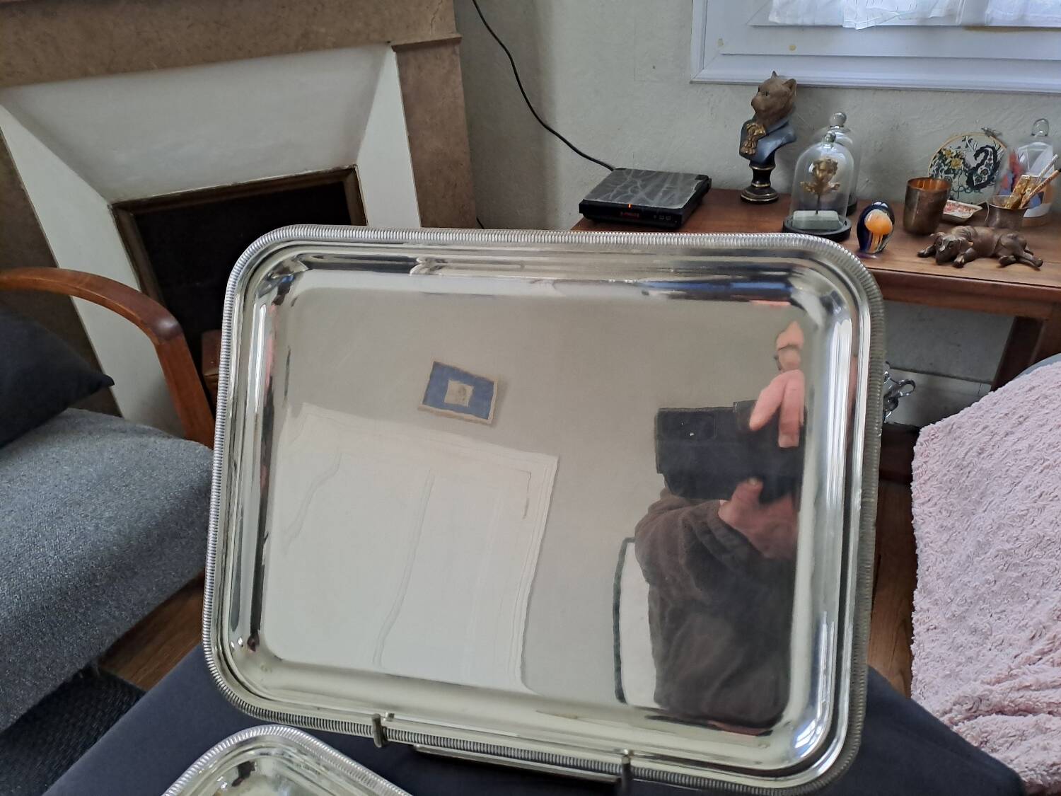 Set of two silver-plated metal trays from Christofle