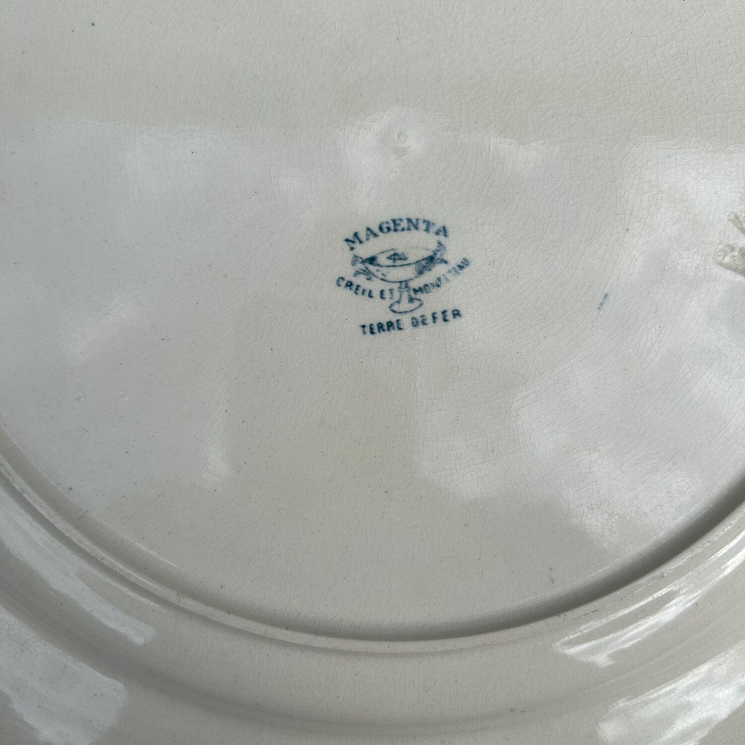 Large Magenta Creil and Montereau dish