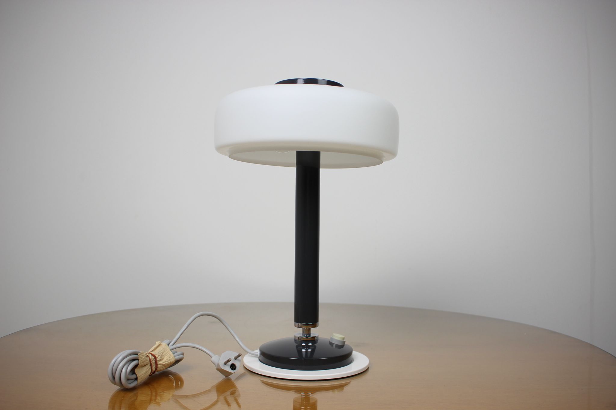 Mid-century rare black & white table lamp/ Napako, 1960's