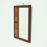 Mid-Century Teak and Ceramic Mirror by Atelier Pinson 1960s