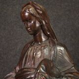 19th century religious wooden sculpture Madonna