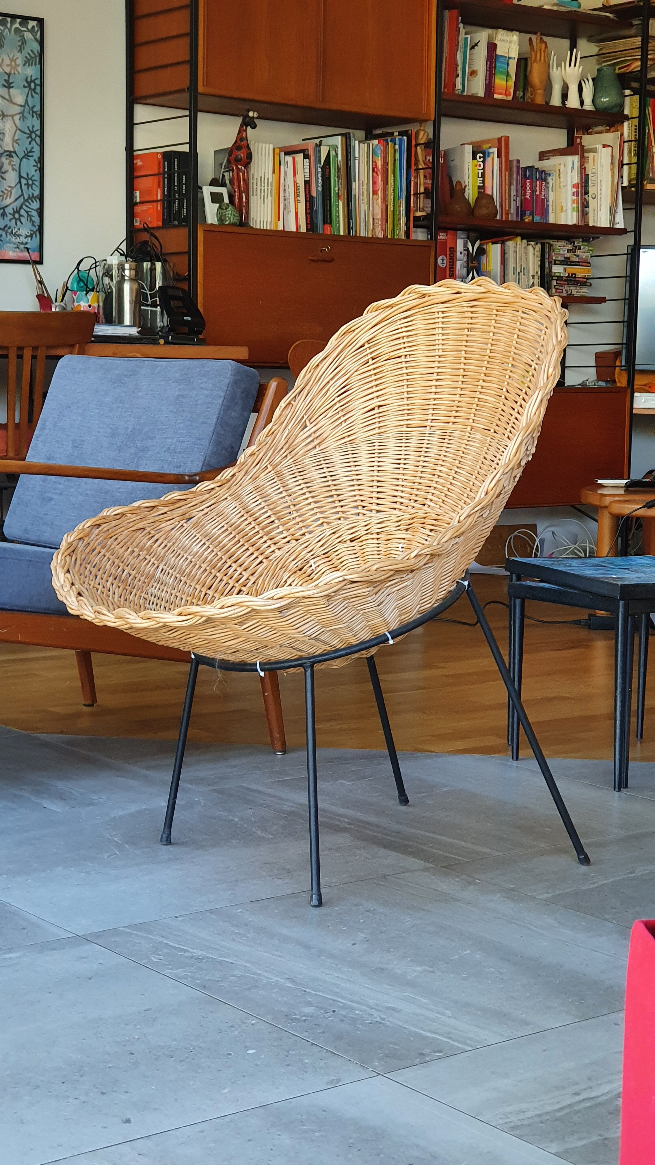 Pair of rattan basket chairs