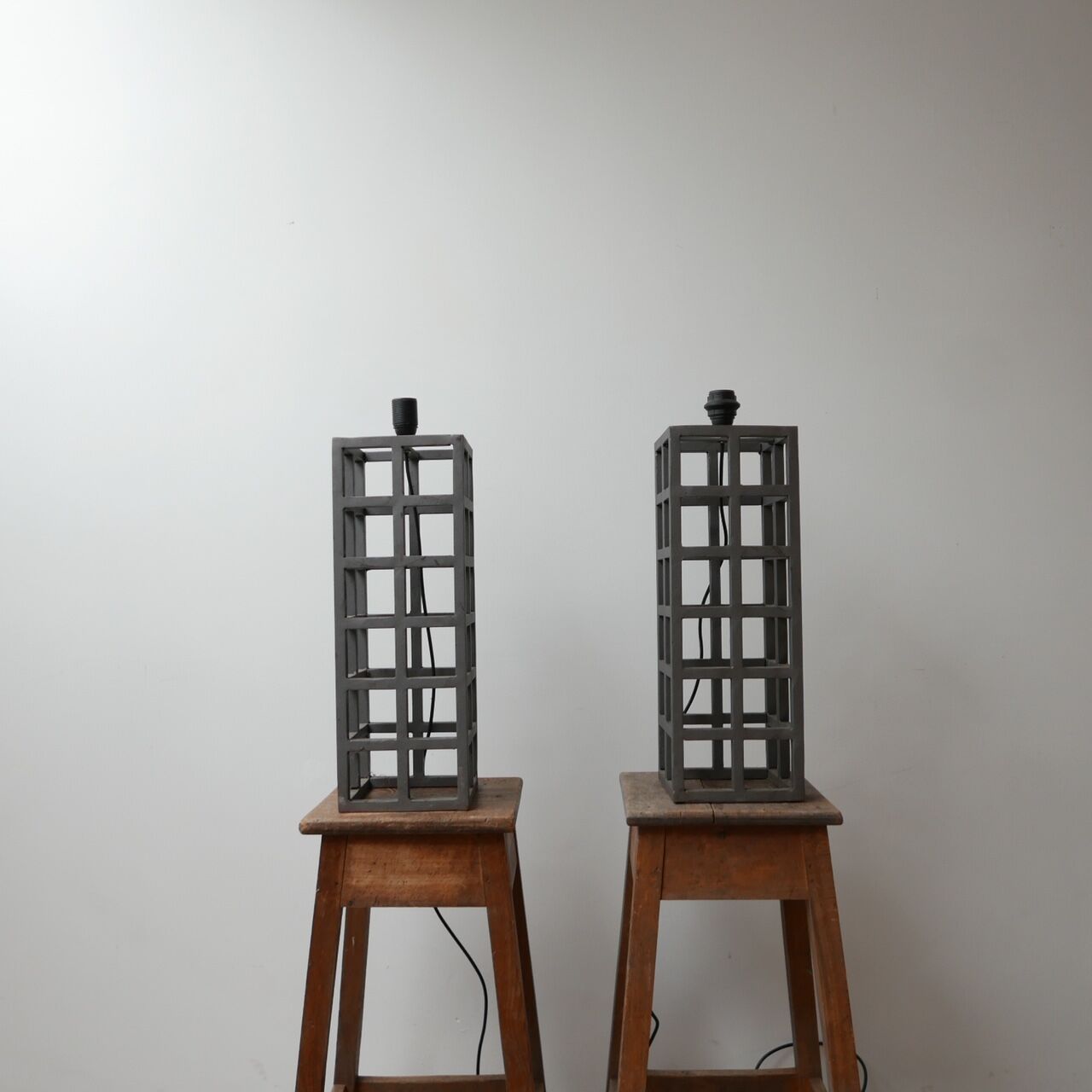 Geometric pair of german metal table lamps