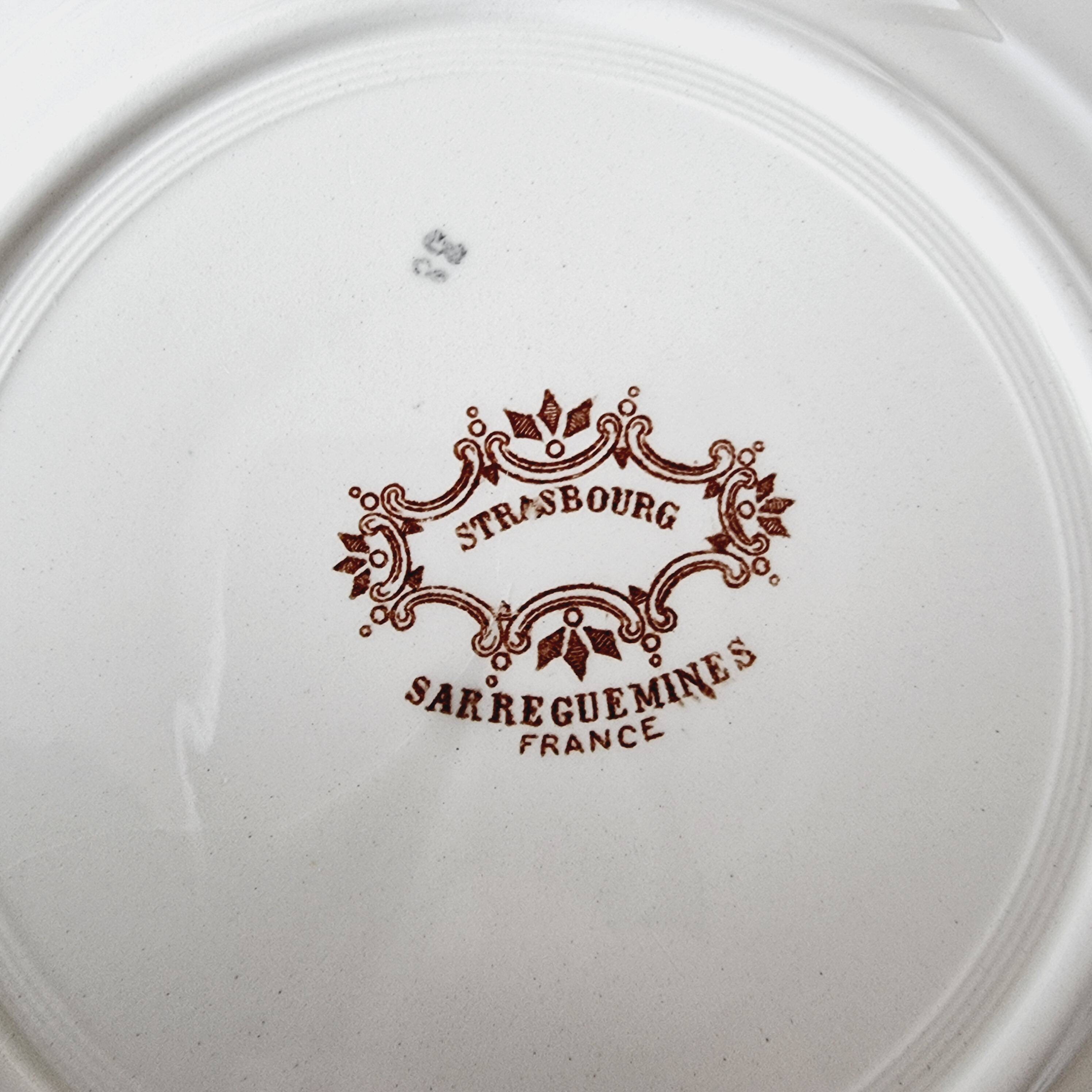 9 Terre de Fer Sarreguemines Flat Plates Rare Model from the Strasbourg Series