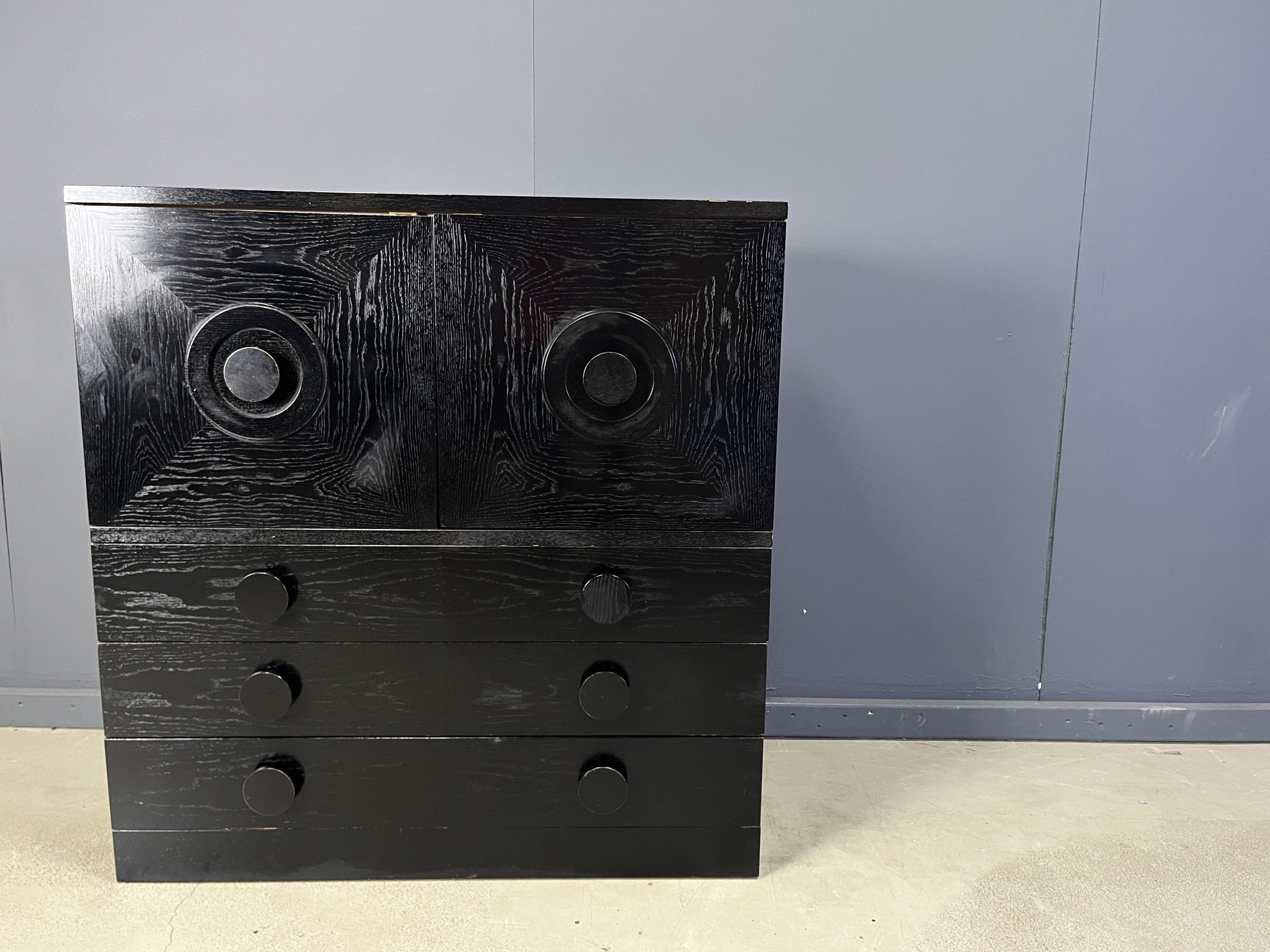 Black brutalist bar cabinet, 1970s