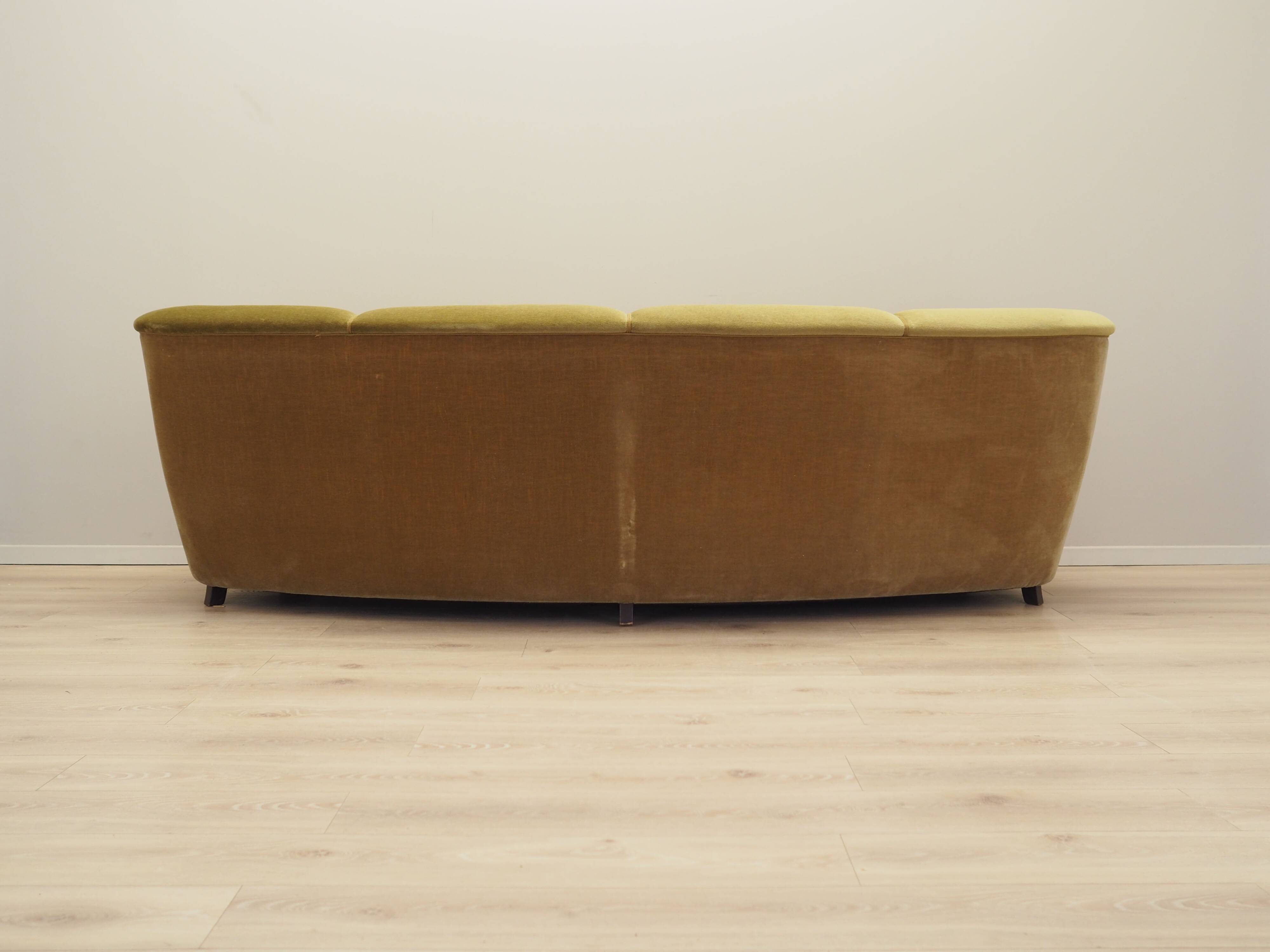 Green velour sofa, Danish design, 1960s, production: Denmark