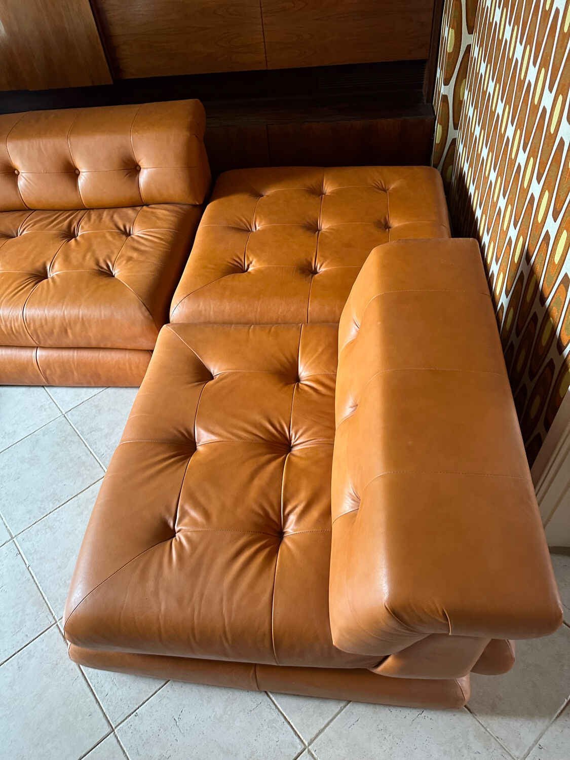 Mah Jongde Roche Bobois vintage leather lounge