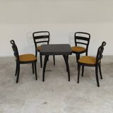 Lot de 4 chaises Thonet art déco 1930 , bouclette Jaune moutarde