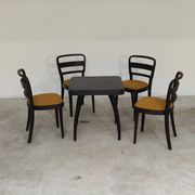 Lot de 4 chaises Thonet art déco 1930 , bouclette Jaune moutarde