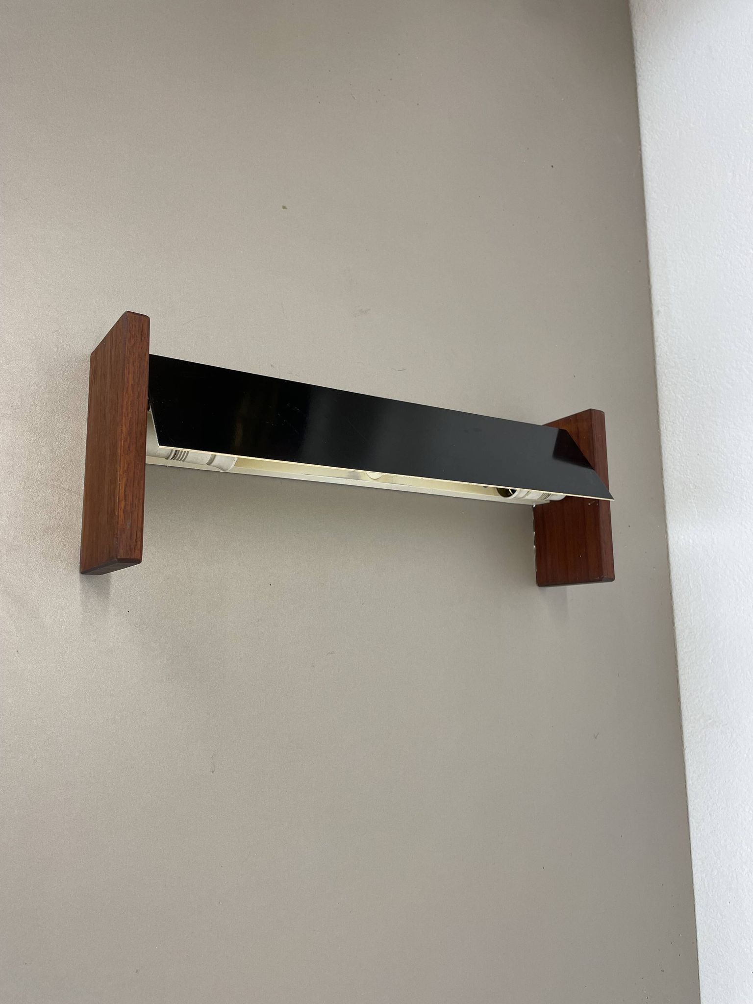 cubic Large 38cm Teak and Metal adjustable wall light element, Germany 1950s