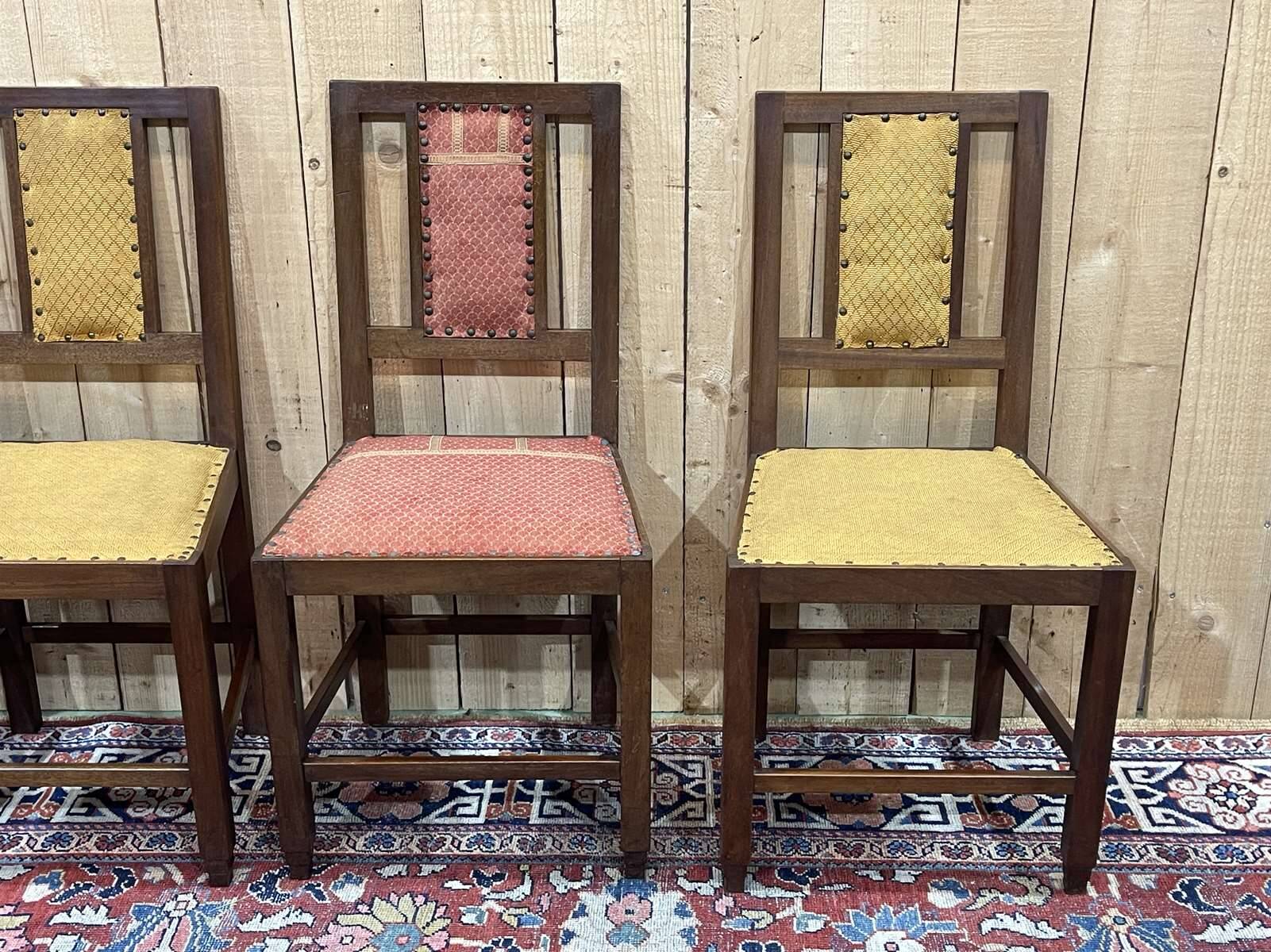 Series of 4 Art Deco mahogany chairs from the 1950s