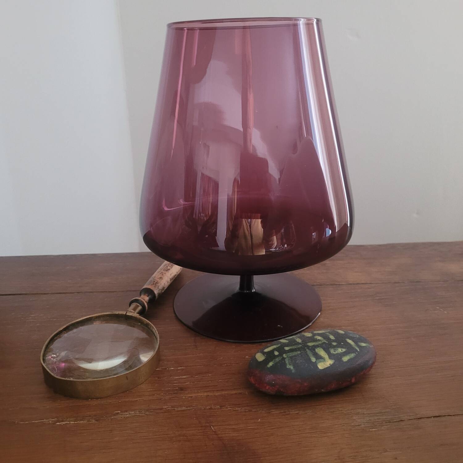 Vintage Ingrid Glashütte purple glass bowl – 70s modernist design