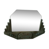 Mirror, art deco, wood, khaki patina, bevelled mirror