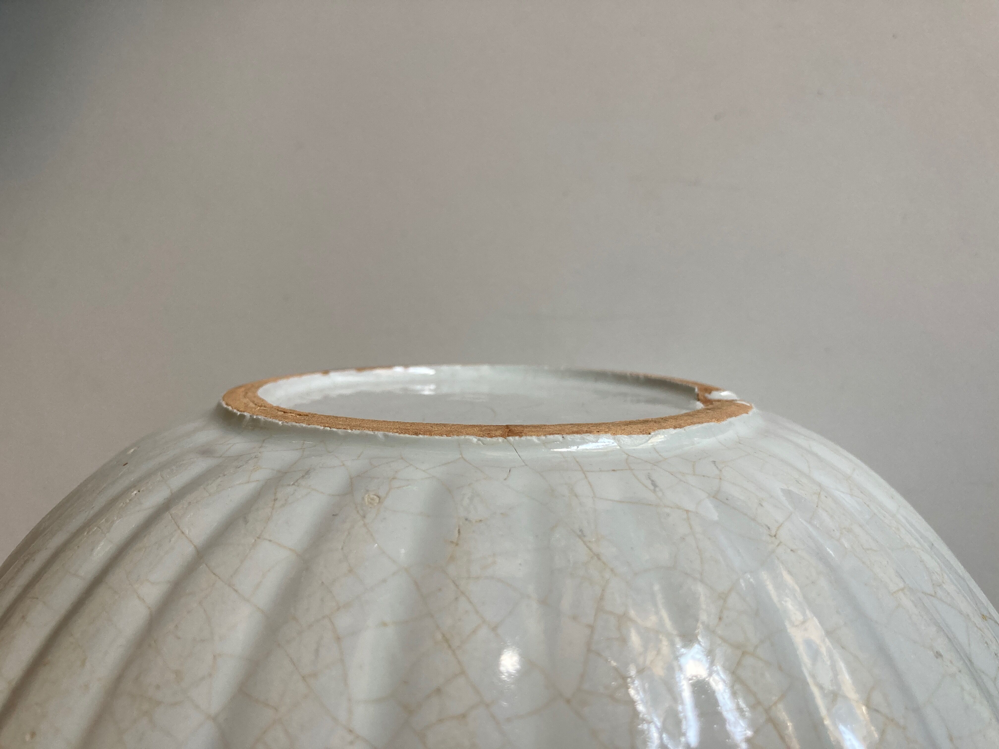 Enamelled earth godrons cup Vieux Moustiers 19th