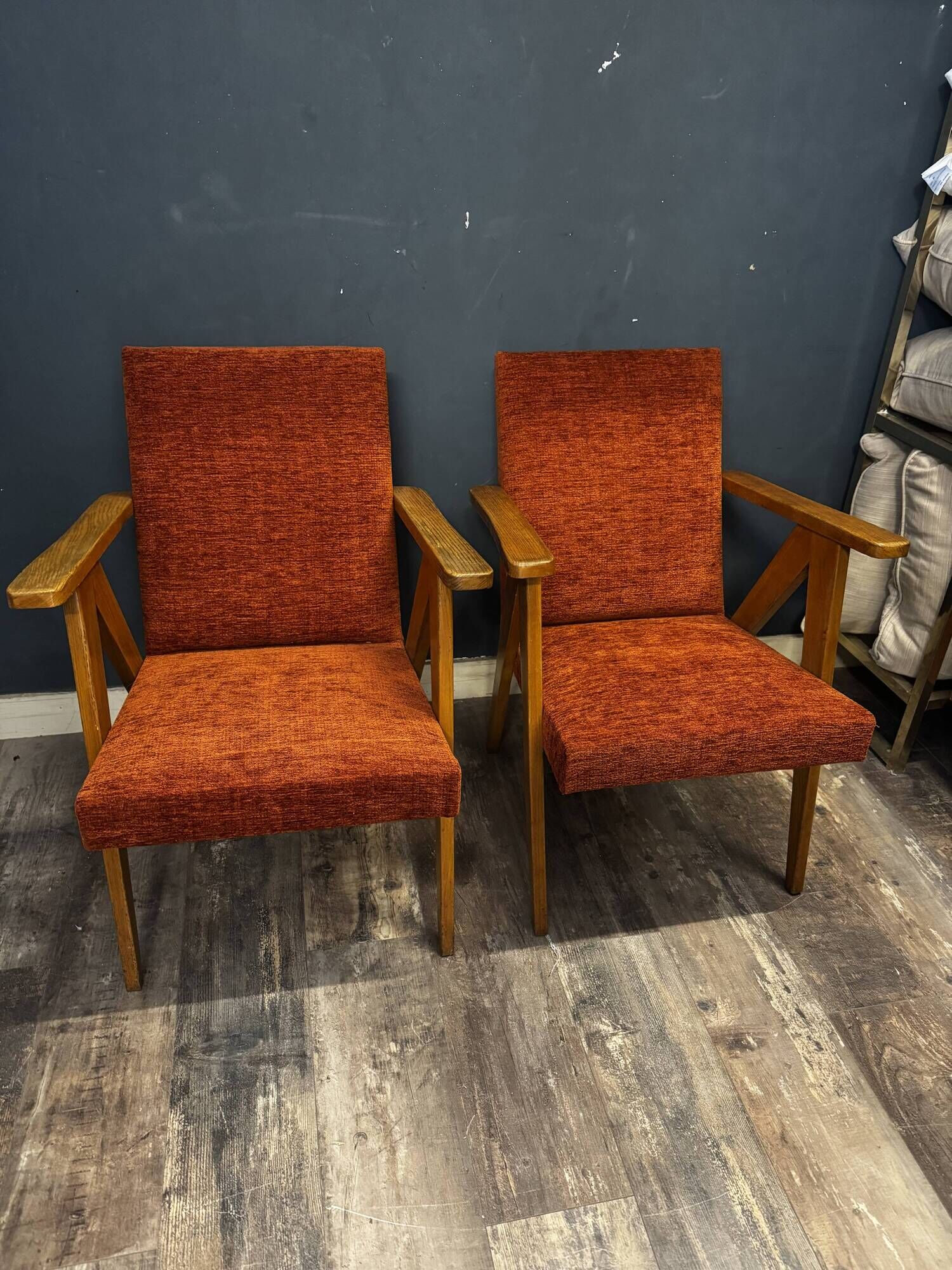 Pair of restored vintage compass armchairs from the 1950s/1960s.