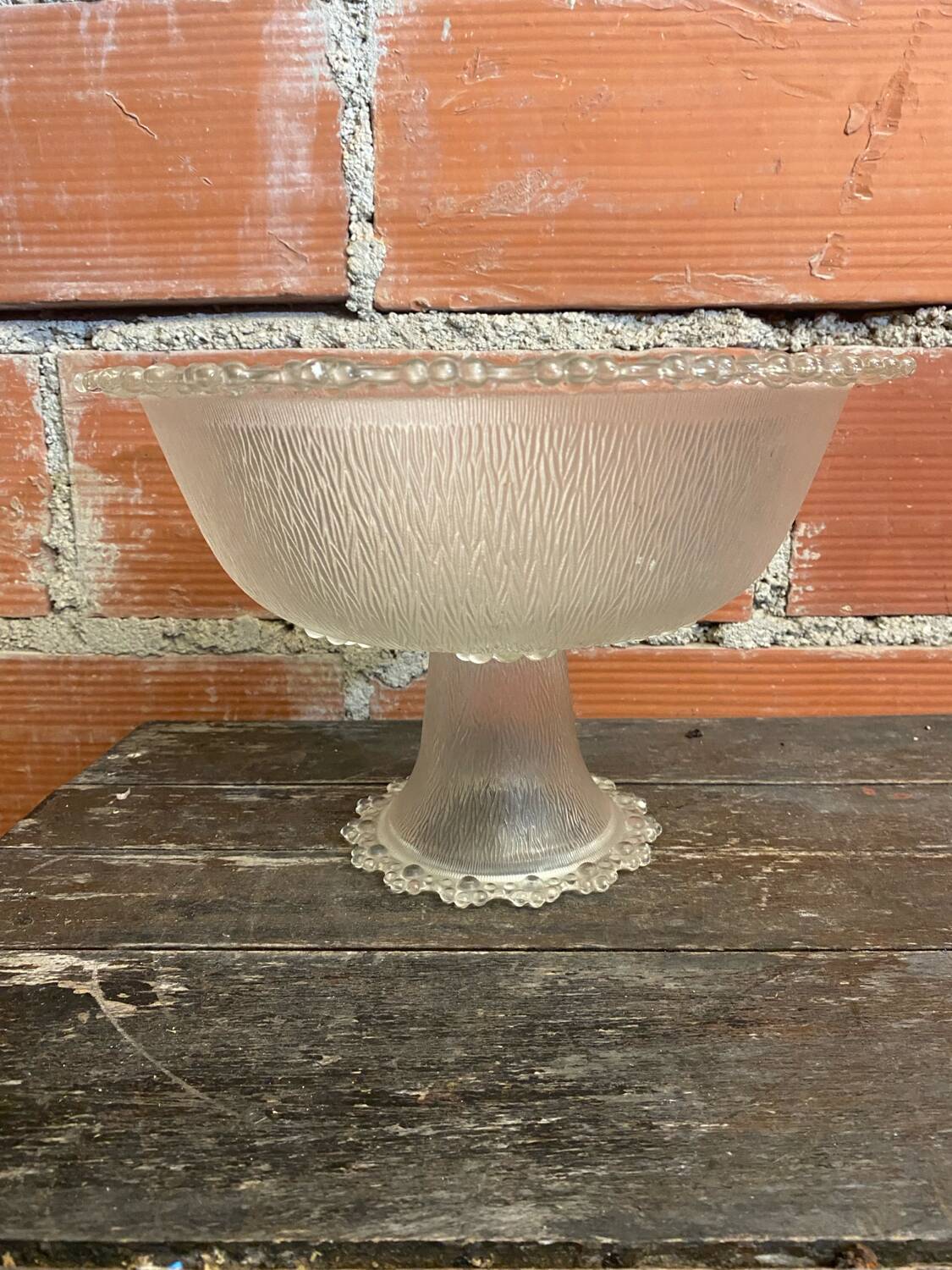 Masserini barocco fruit bowl pair moulded glass bead row vintage